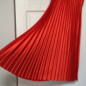 Mango Pleated Red Long Skirt